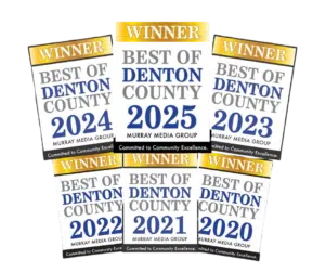 Best of Denton County winner badges, 2020 to 2025