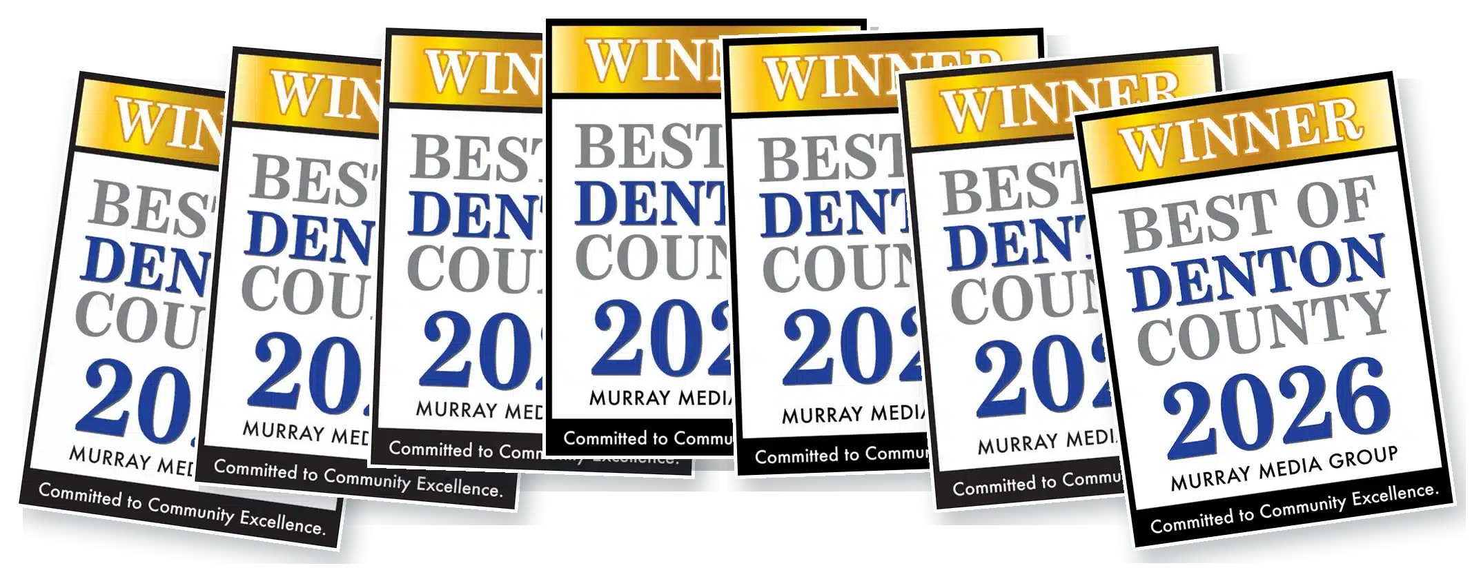 Best of Denton County winner badges 2020-2026
