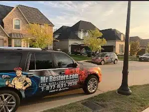 Mr. Restore emergency water fire storm damage restoration team responding to disaster